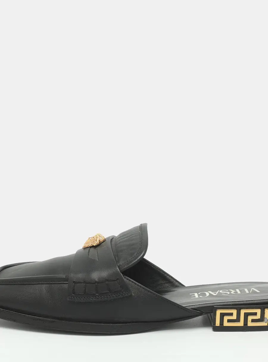 Versace Medusa Size 35 Black Leather Mules