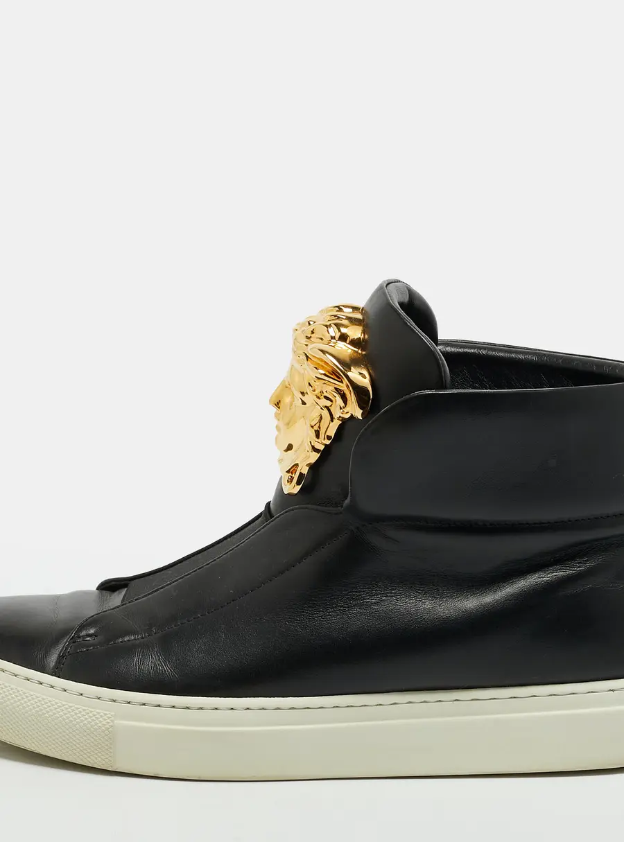 Versace Medusa Size 37 Black Leather High Top Sneakers
