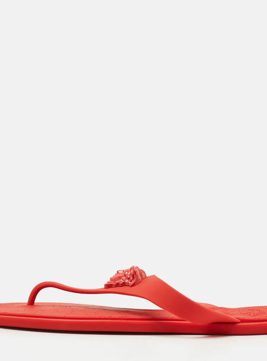 Versace  Size 38.5 Red  Rubber Medusa Thong Flat Slide Size 38.5