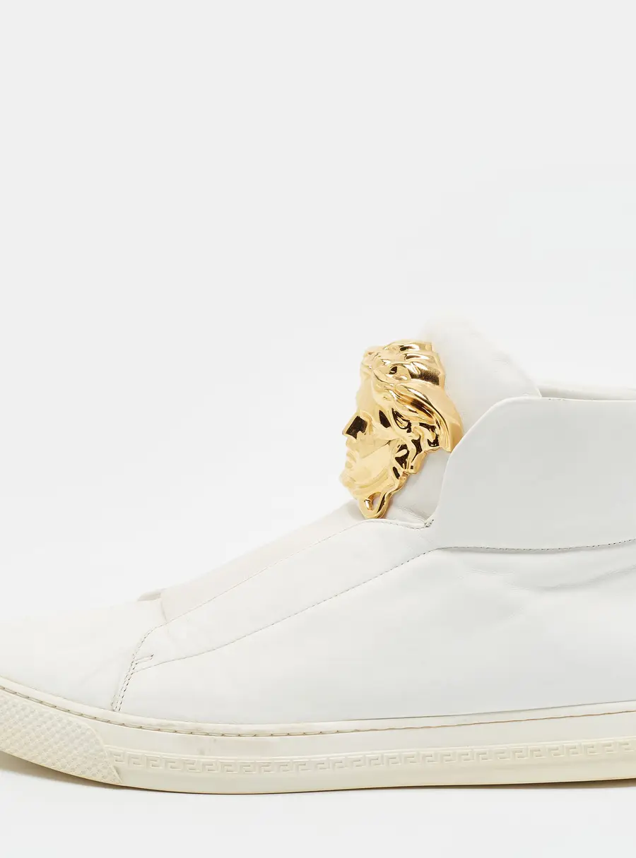 Versace Medusa Size 39 White Leather High Top Sneakers