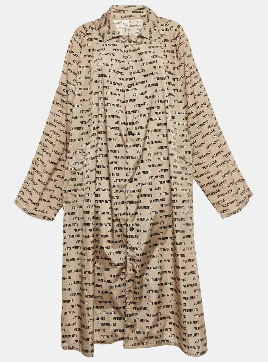 Vetements Beige Logo Print Nylon Shell Raincoat XS