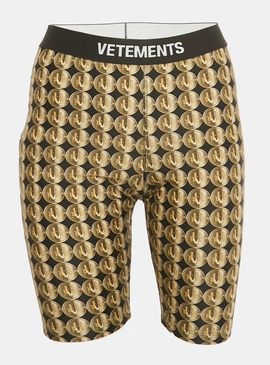 Vetements Yellow/Black Coin Print Jersey Biker Shorts M