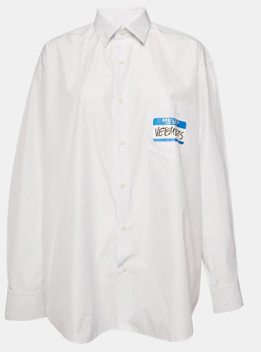 Vetements White Stripe Cotton Oversized My Name Is Vetements Shirt M