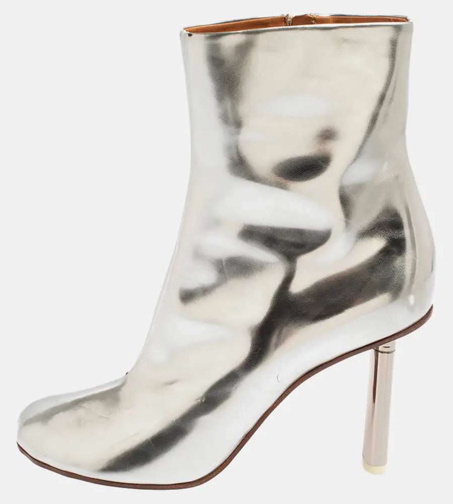 Vetements Size 39 Silver Leather Ankle Length Boots