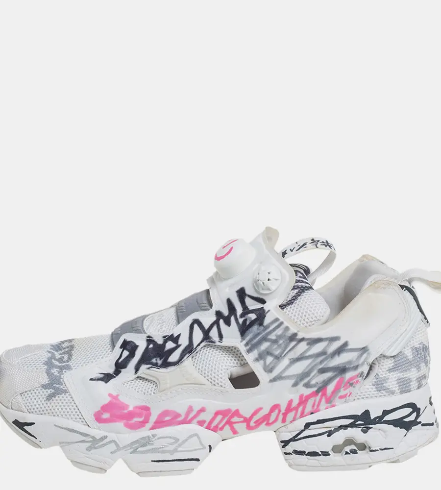 Vetements x Reebok White Doodle Print Fabric And Mesh Instapump Fury Low Top Sneakers Size 39