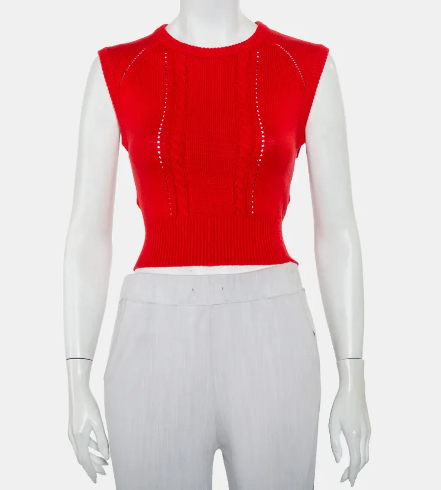 Victor Glemaud Red Knit Sleeveless Open Back Detail Sweater Vest M