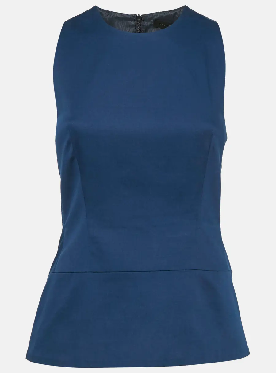 Victoria Beckham Navy Blue Cotton Sleeveless Top M