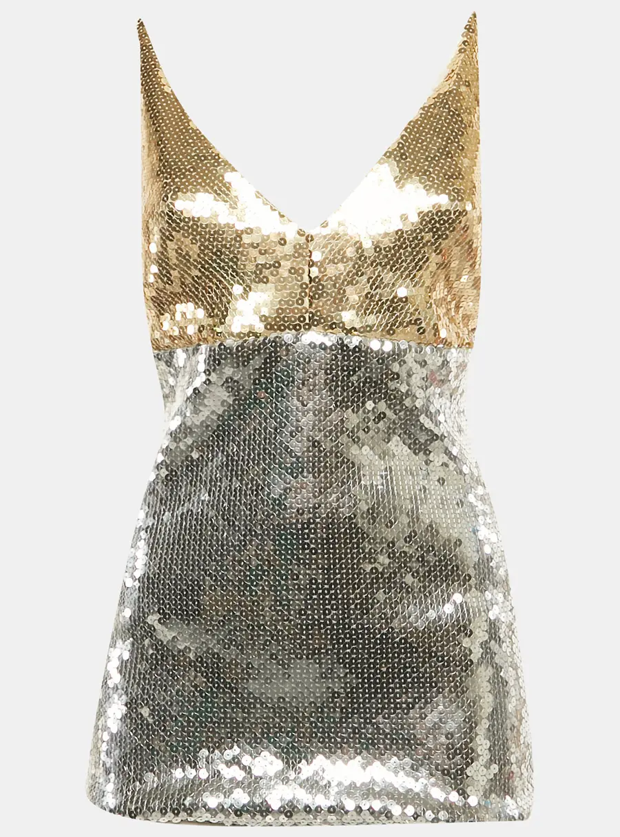 Victoria Beckham Gold/Silver Sequin Cami Top M