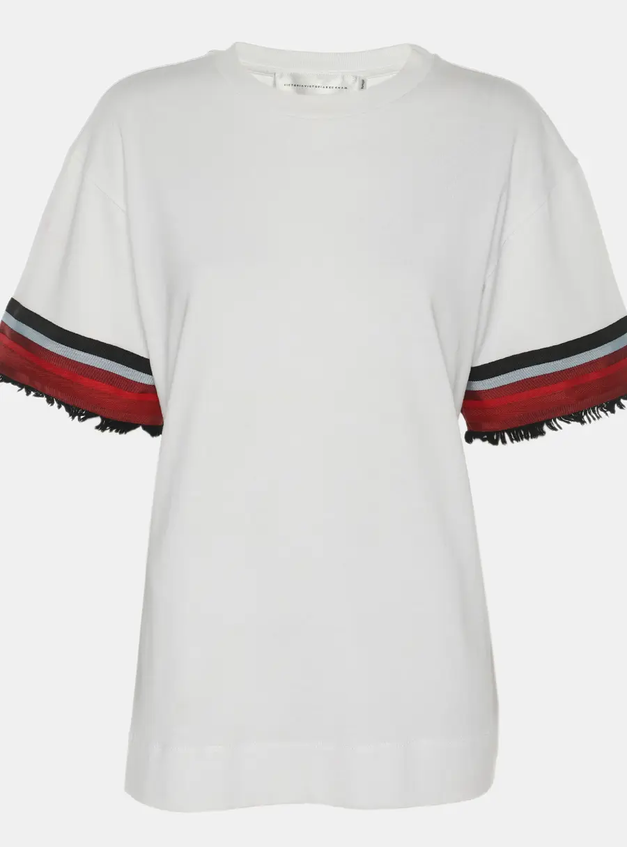 Victoria Beckham White Knit T-Shirt M