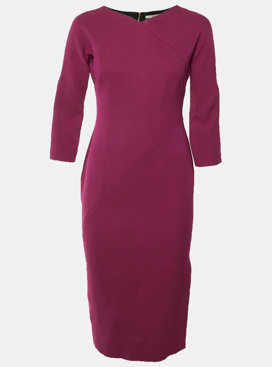 Victoria Beckham Magenta Crepe Sheath Dress M