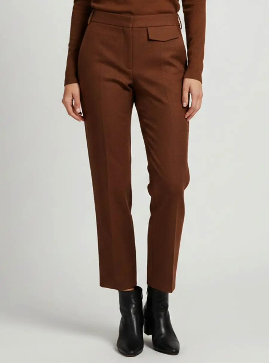 Victoria Beckham Brown Wool Regular Fit Trousers S