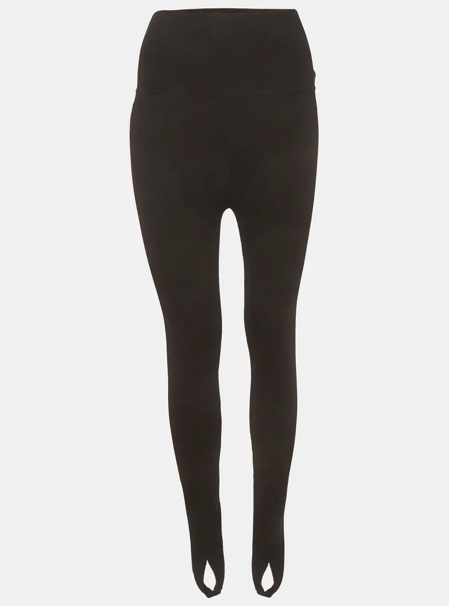 VB Body Victoria Beckham Black Rib Knit Stirrup Leggings S