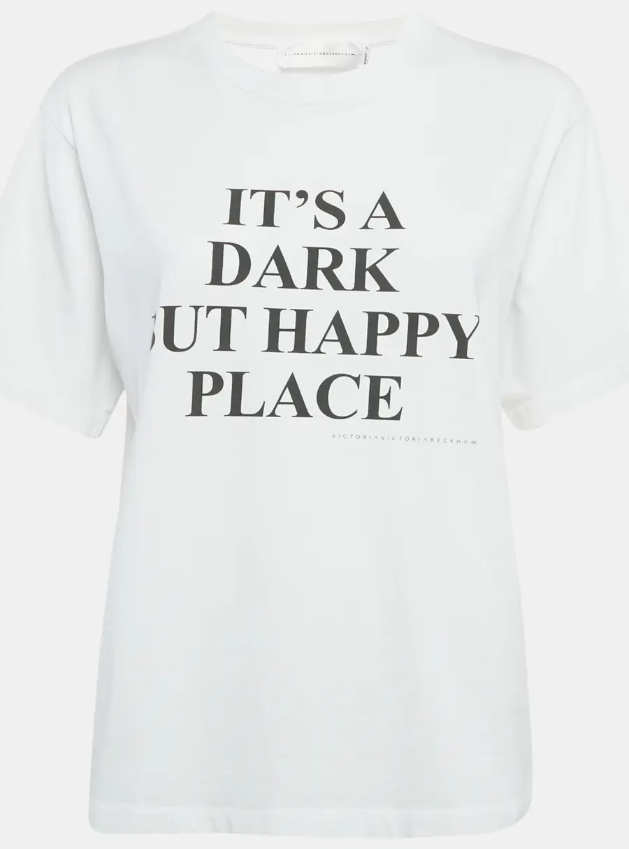 Victoria Victoria Beckham White Printed Cotton Crew Neck T-Shirt M
