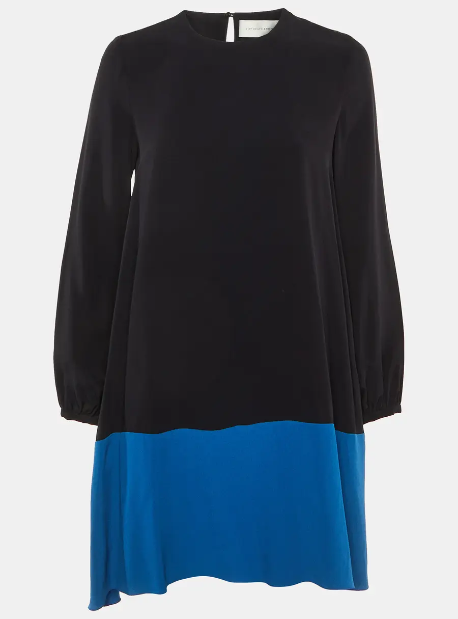 Victoria Victoria Beckham Black /Blue Crepe Mini Dress M