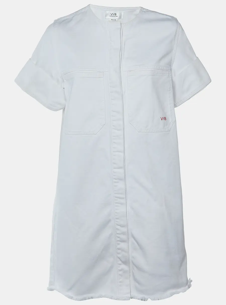 Victoria Victoria Beckham White Denim Button Front Mini Dress S