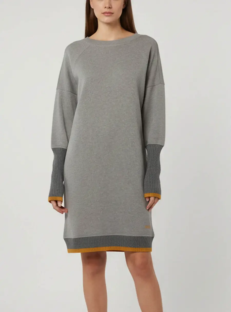 Victoria Victoria Beckham Grey Cotton Knit Sweater Dress S