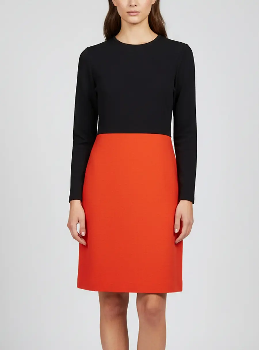 Victoria Victoria Beckham Color Block Stretch Wool Shift Dress L