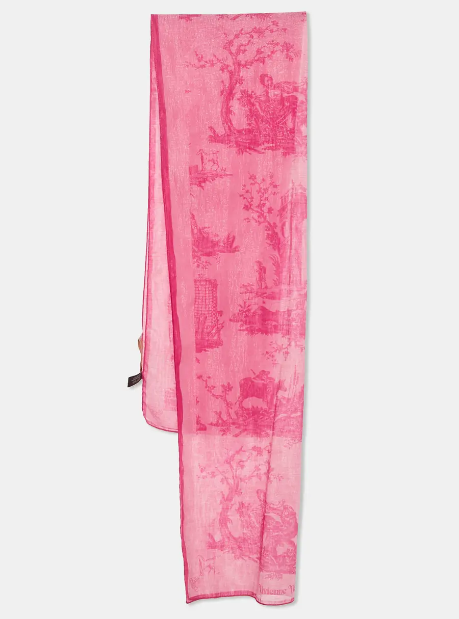 Vivienne Westwood Pink Printed Lurex Cotton Scarf