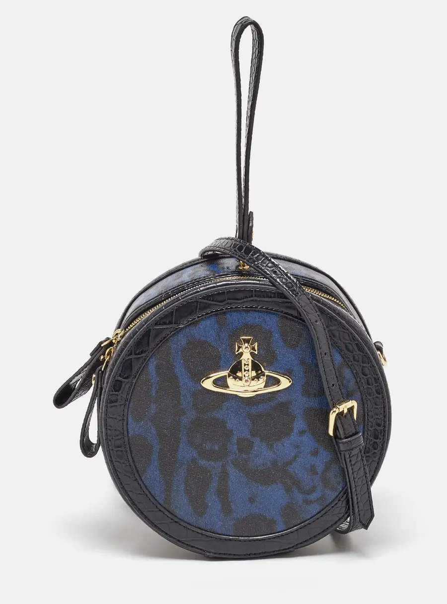 Vivienne Westwood Black Croc Embossed Leather and Leather Crossbody Bags