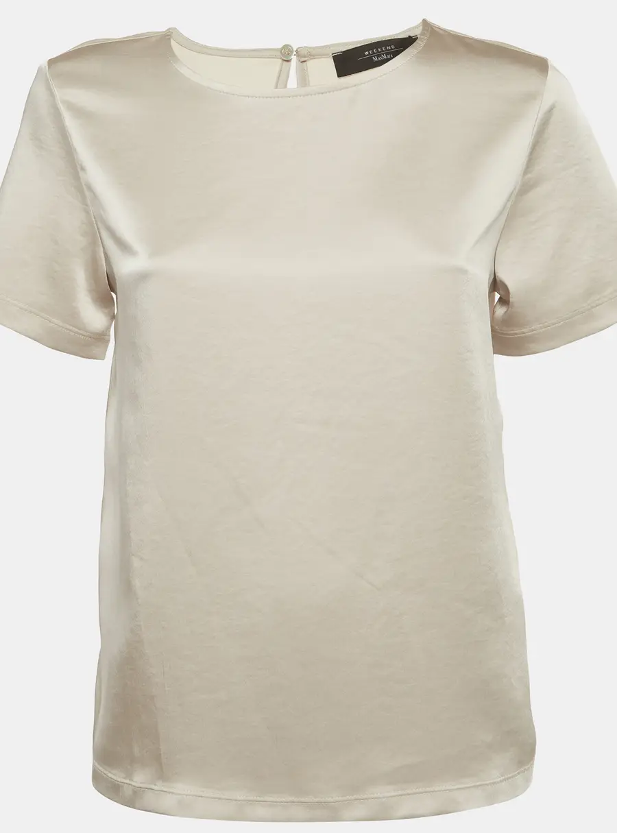 Weekend Max Mara Grey Satin Short Sleeve Blouse S