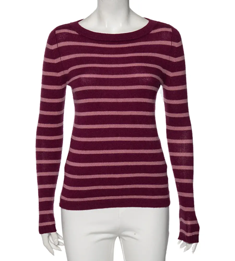 Weekend Max Mara Striped Purple Cashmere Round Neck Sweater XS