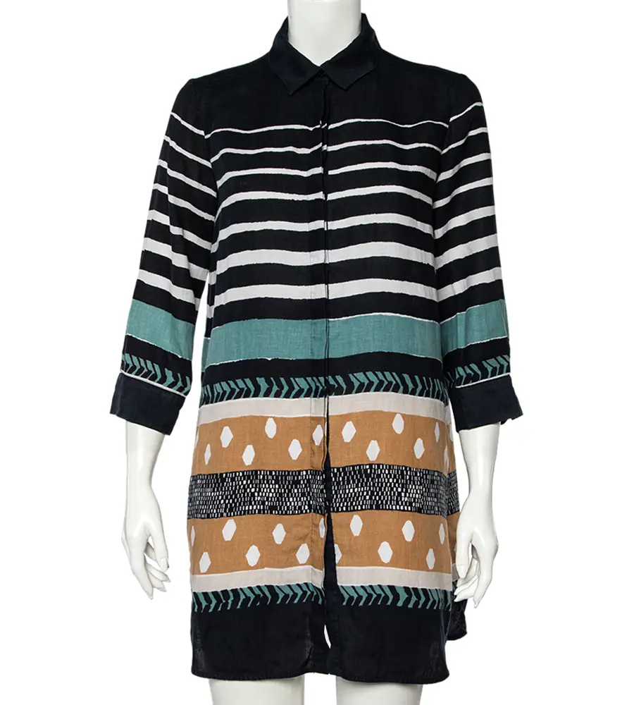 Weekend Max Mara Multicolor Printed Linen Blend Button Front Shirt M