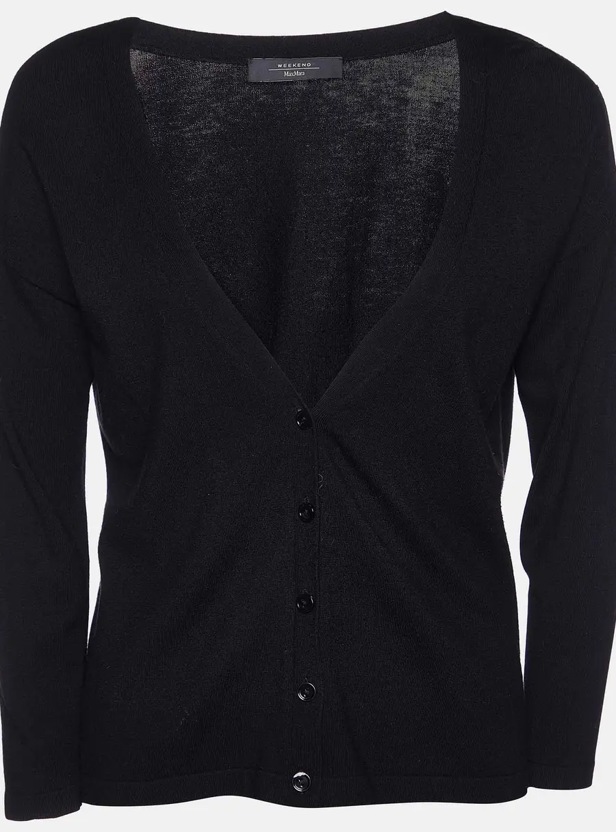 Weekend Max Mara Black Knit Button Front Cardigan S