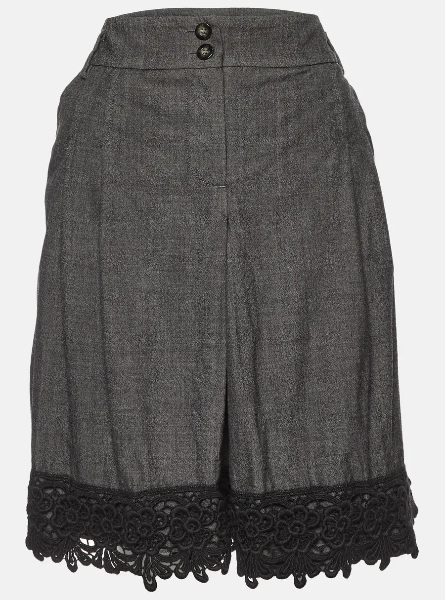 Weekend Max Mara Charcoal Grey Wool & Lace Detail Mini Skirt M
