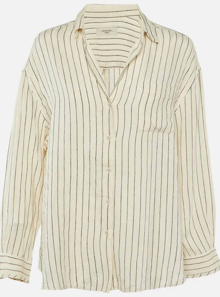Weekend Max Mara Cream Striped Linen Shirt M