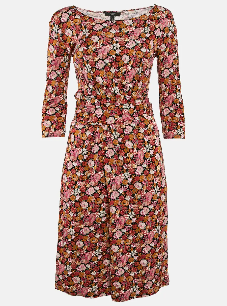 Weekend Max Mara Orange/Pink Floral Print Jersey Short Dress XS