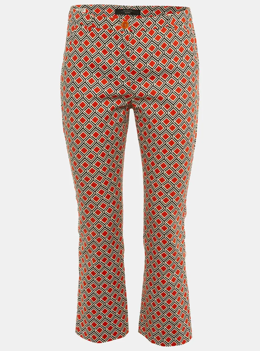 Weekend Max Mara Orange Printed Cotton Capri Pants S