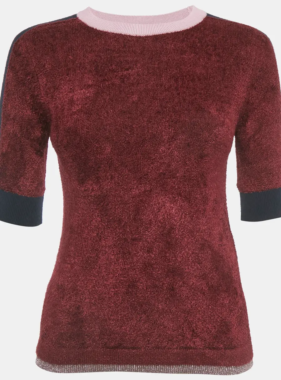 Weekend Max Mara Burgundy Knit Contrast Detail Sweater XS