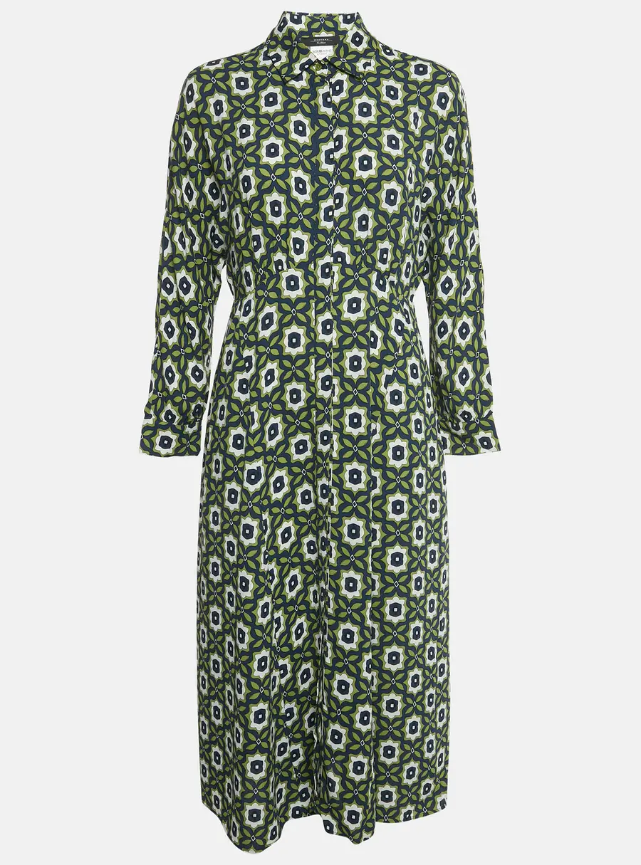 Weekend Max Mara Green Printed Crepe Marat Midi Dress M