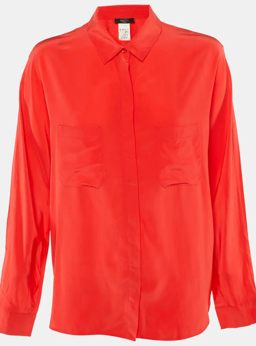 Weekend Max Mara Red Silk Button Front Blouse XL