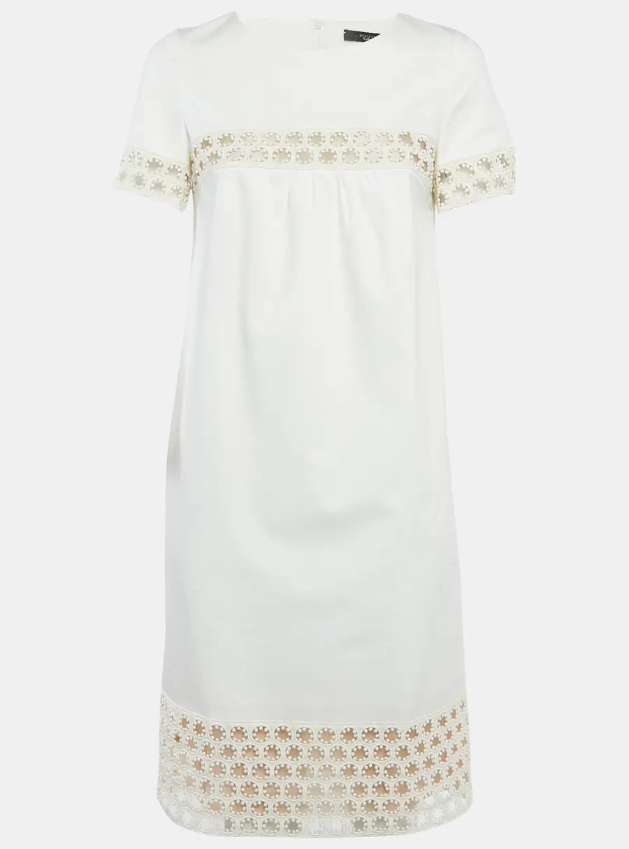 Weekend Max Mara White Gabardine Lace Insert Mini Dress S