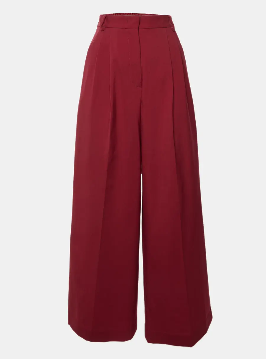 Weekend Max Mara Red Wool Wide Leg Pants S