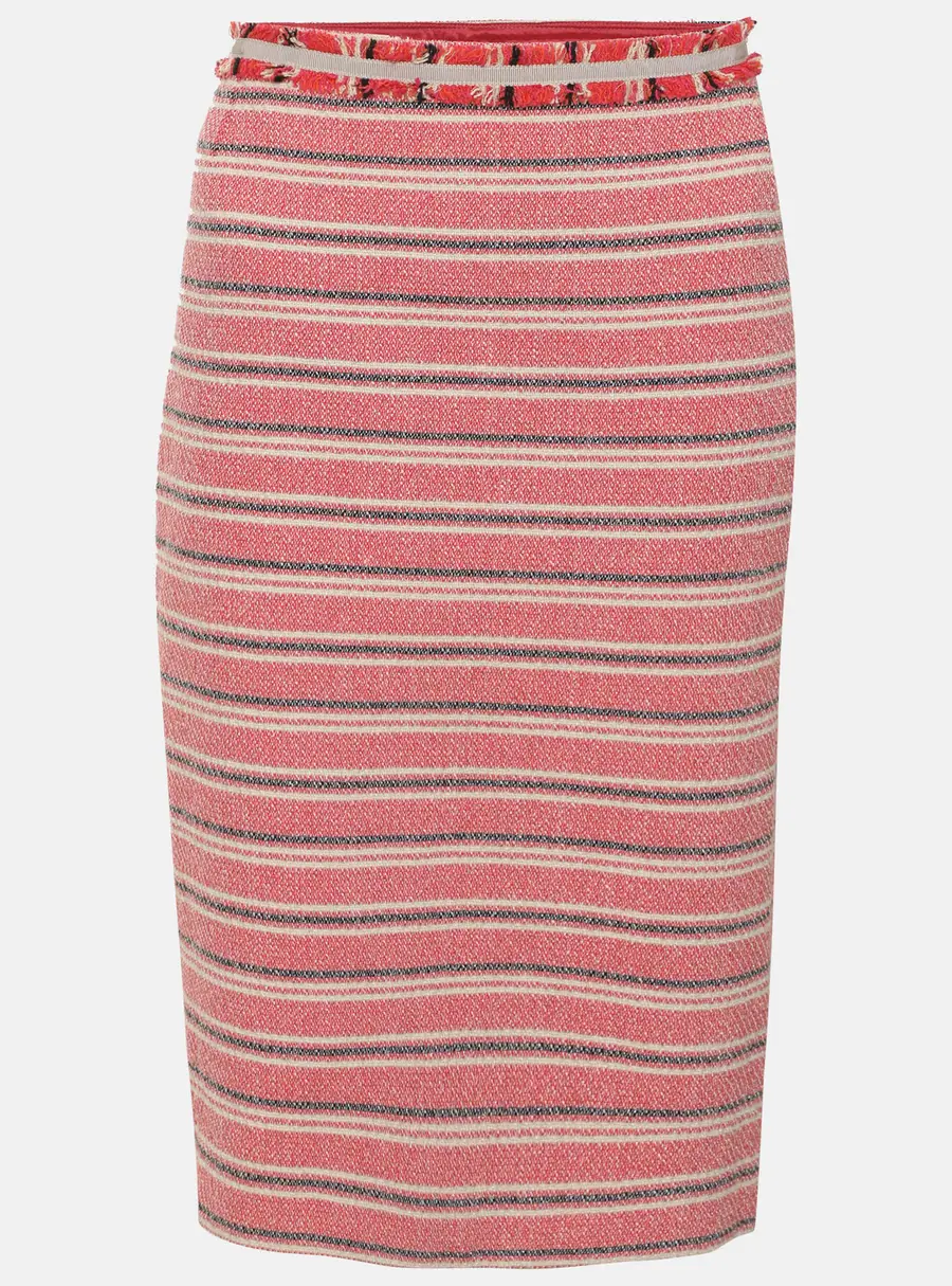 Weekend Max Mara Red Striped Tweed Midi Skirt M
