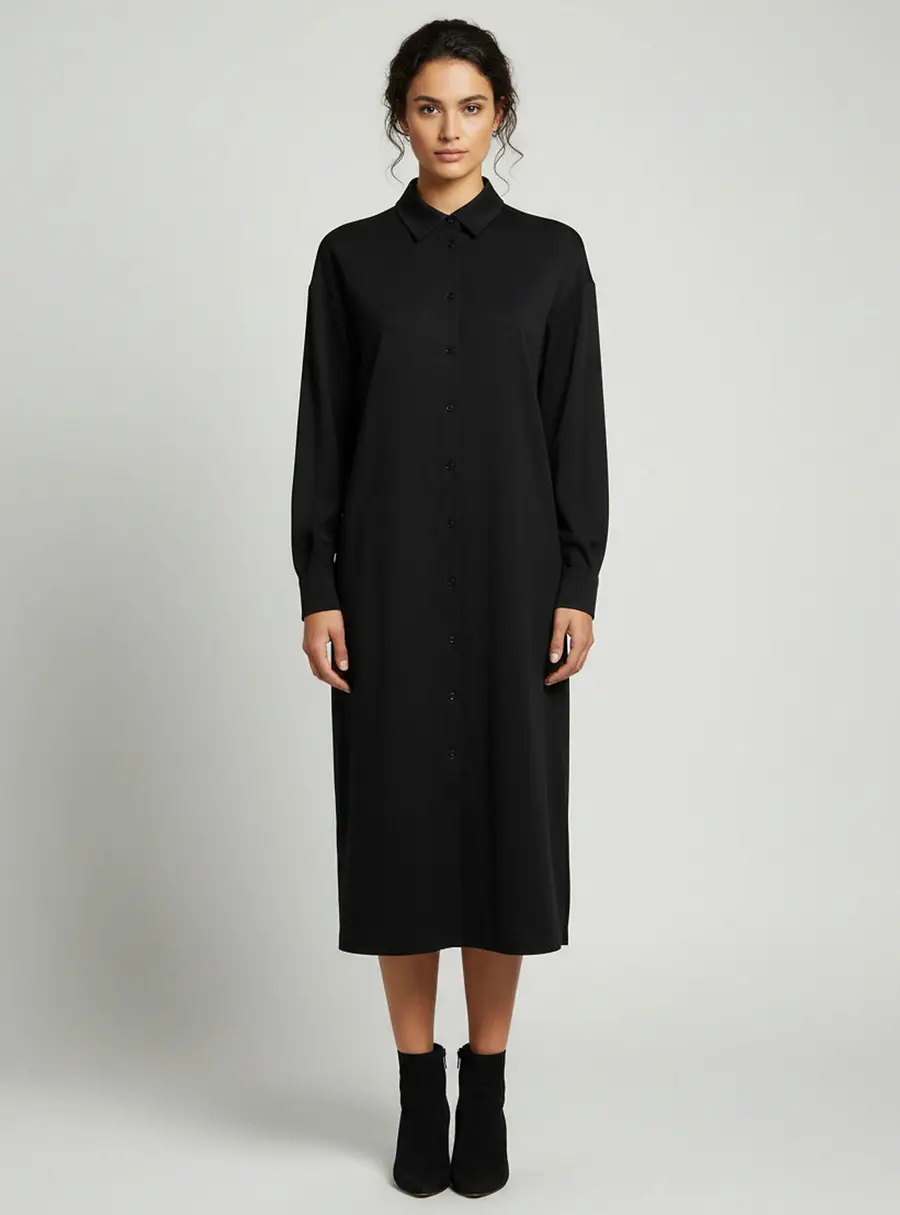 Weekend Max Mara Black Jersey Midi Shirt Dress S