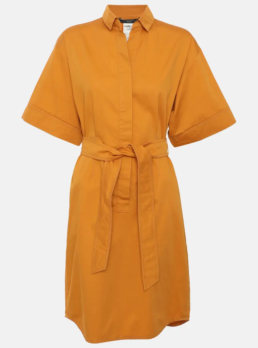 Weekend Max Mara Yellow Satin Belted Midi Dress S