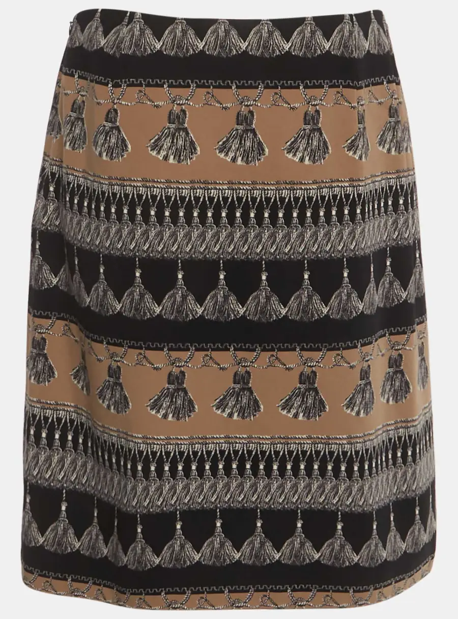 Weekend Max Mara Crepe Printed Black Short Skirt M