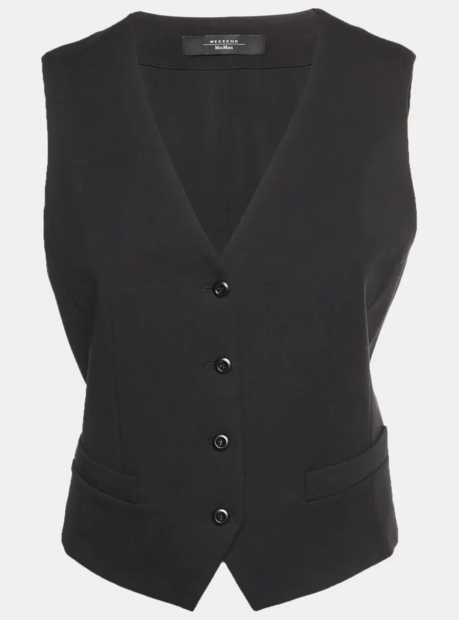 Weekend Max Mara Black Cotton Jersey Sleeveless Vest S