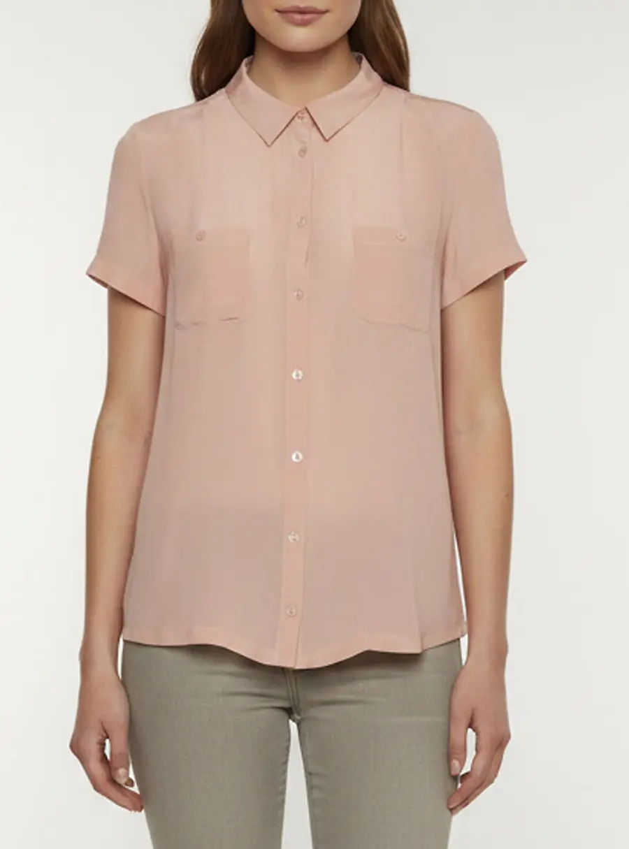 Weekend Max Mara Pink Crepe and Jersey Button Up Top L