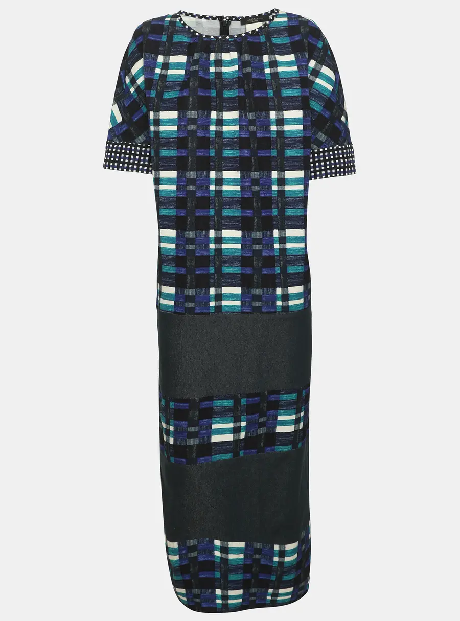 Weekend Max Mara Multicolor Plaid Cotton Blend Geometric Print Shift Dress M