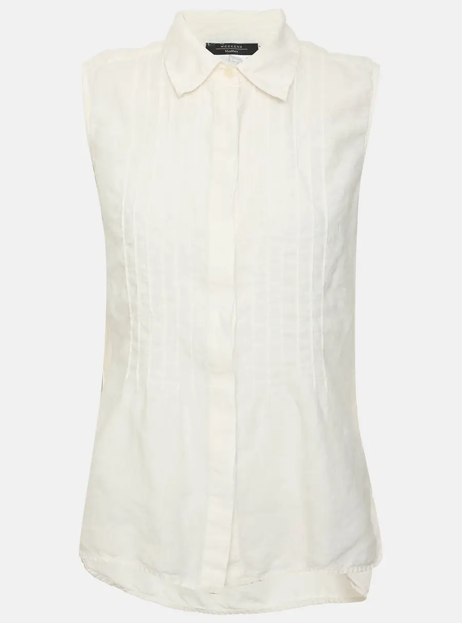 Weekend Max Mara White Linen Sleeveless Tops M