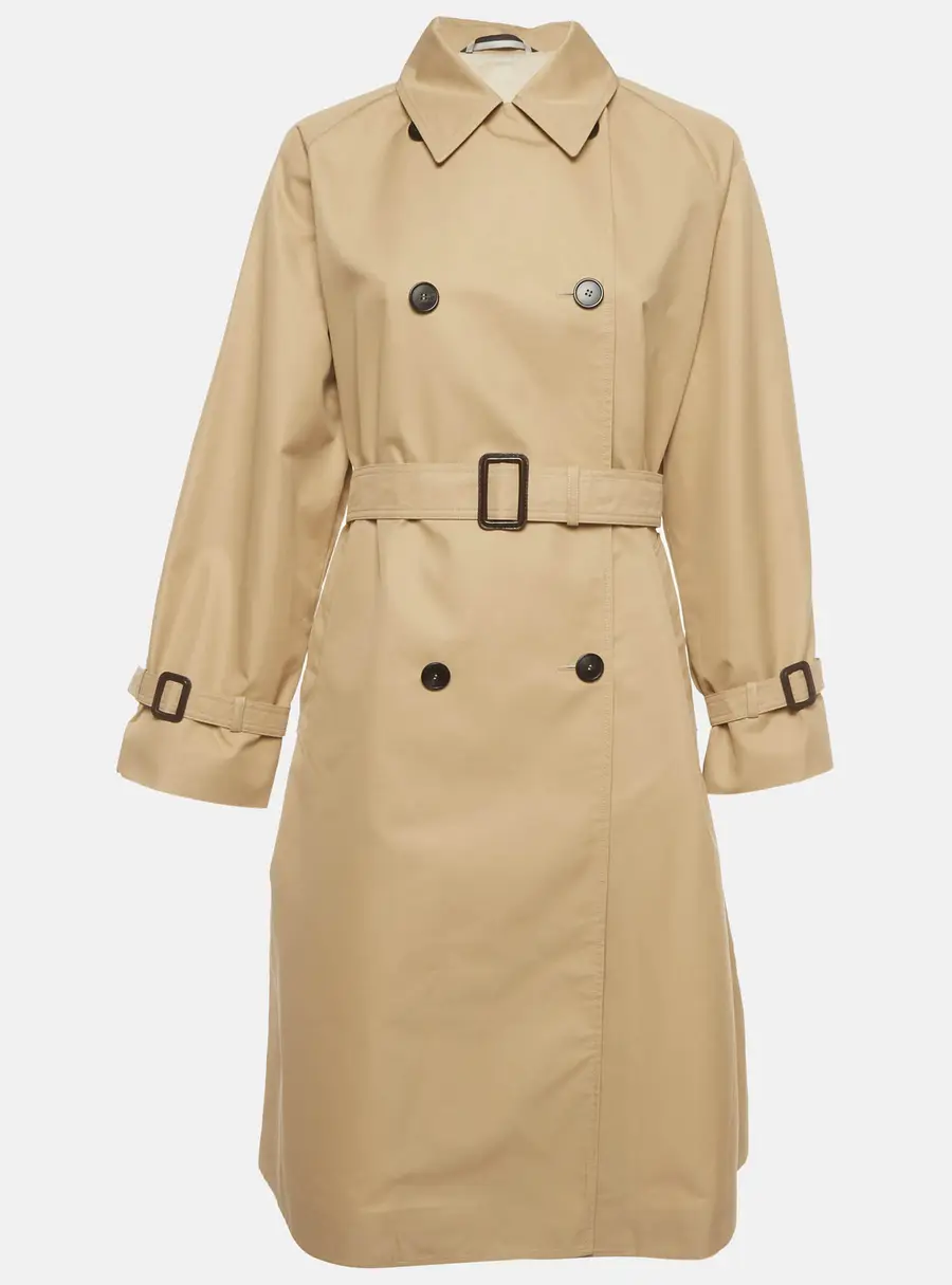 Weekend Max Mara Beige Gabardine Double Breasted Trench Coat M