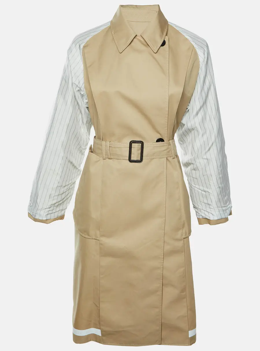 Weekend Max Mara Beige Logo Taped Gabardine Reversible Trench Coat XS