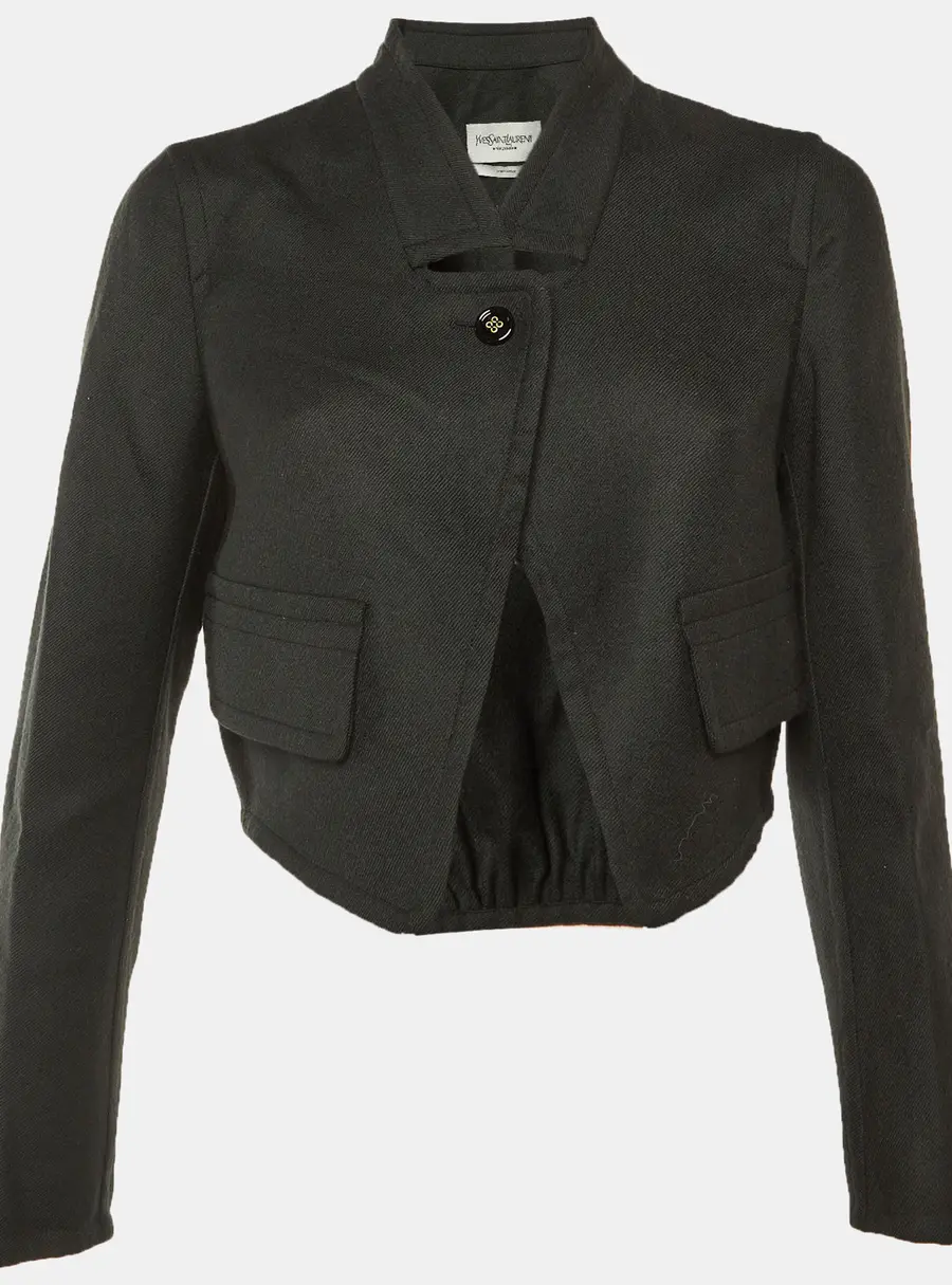 Yves Saint Laurent Rive Gauche Deep Green Wool Cropped Jacket M