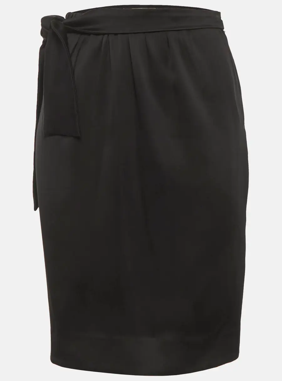 Yves Saint Laurent Black Satin Side Tie Pencil Skirt M