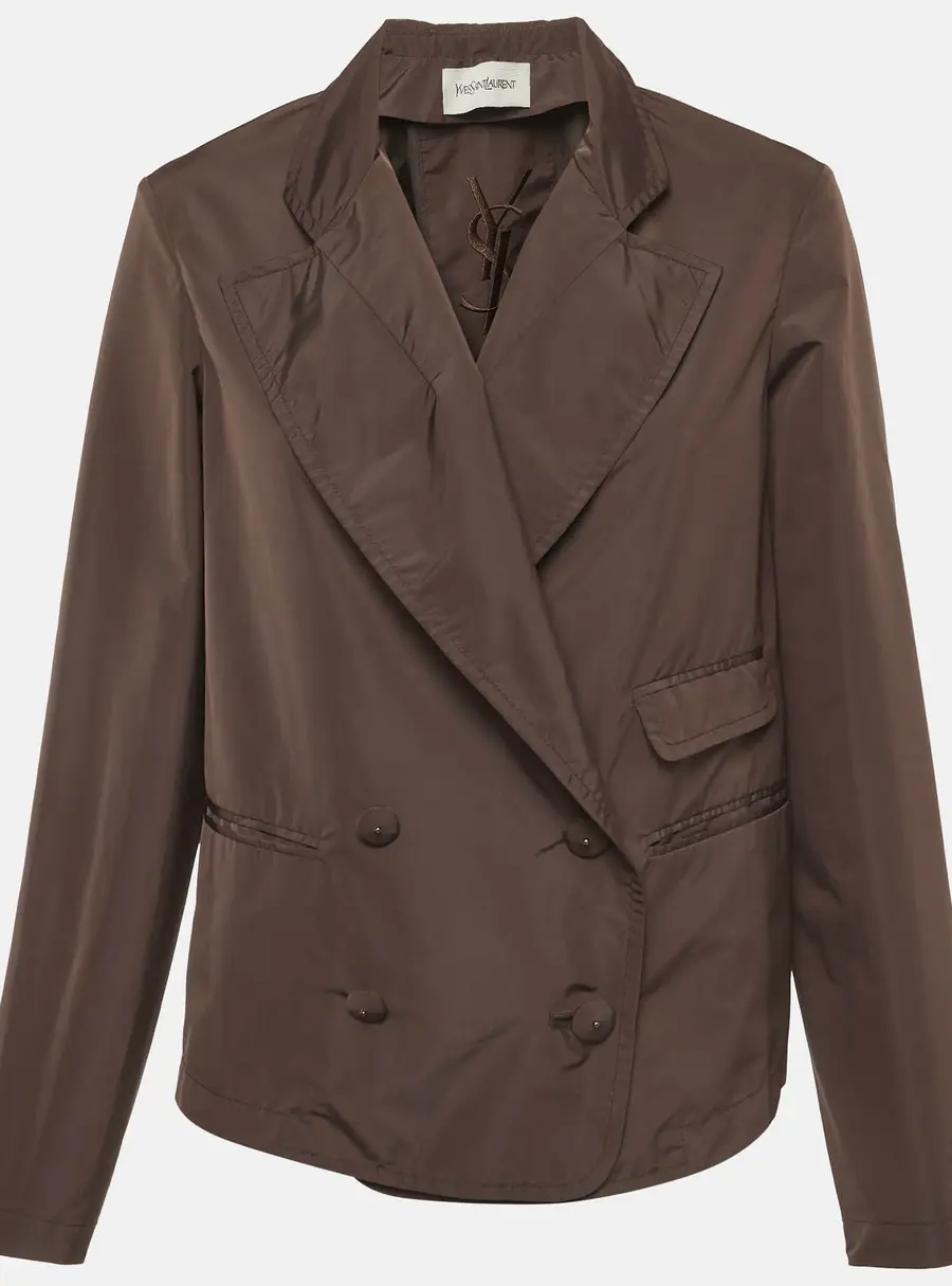 Yves Saint Laurent Brown Synthetic Double Breasted Jacket M