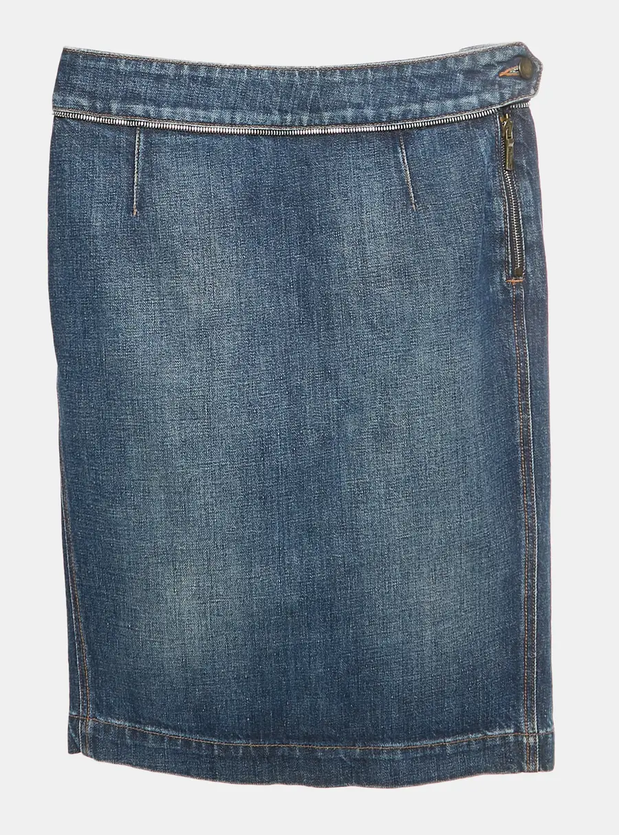 Yves Saint Laurent Blue Denim Knee Length Skirt S